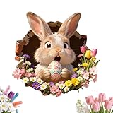 破れたイースターバニー トイレステッカー - 楽しい破れた自己粘着式ホームデコレーション、ホリデーバスルーム装飾、イースタートイレステッカー |春の毎日の屋内感謝祭ホリデーパーティーホームルーム寮アパート