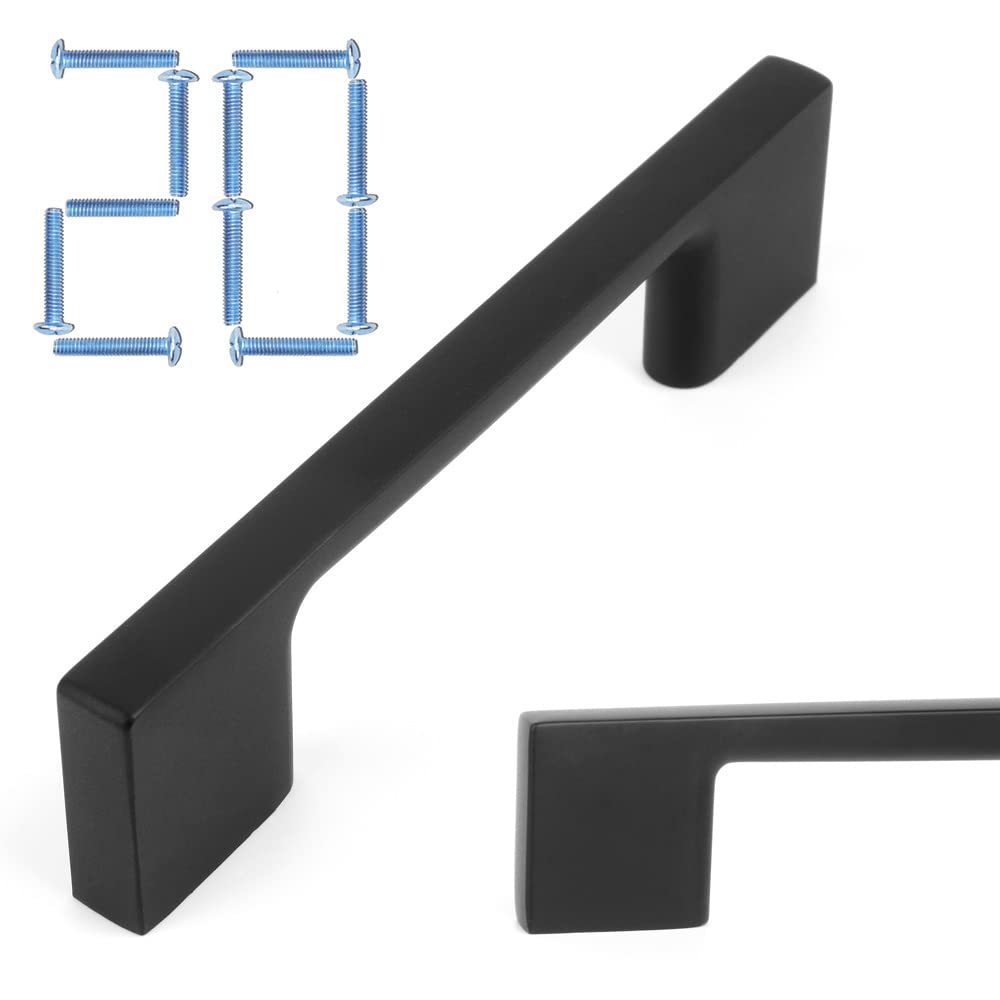 Tiradores para armarios negros de 128 mm KOOFIZO para muebles de cocina en pack de 20 unidades