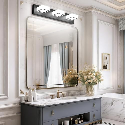 Image of Ralbay Black Bathroom Vanity Lights 24inch Metal Acrylic LED Modern Bathroom Wall Lighting Fixtures Over Mirror Matte Black (White Light 6000K, Non-dimmable)