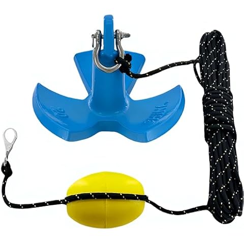 XIALUO Marine River Anchor Kit 20 lb Blue PE Coated Kayak Anchor Accessories with 50 ft Rope for Fishing Kayaks, Canoe, Jet Ski, SUP Paddle Board and Small Boats Cover