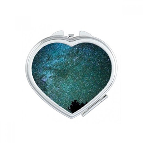Miroir de maquillage compact portable a la main bleu - 2