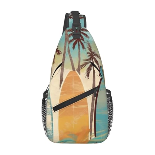 Bolso cruzado Surfboard Palm Tree para hombre y mujer