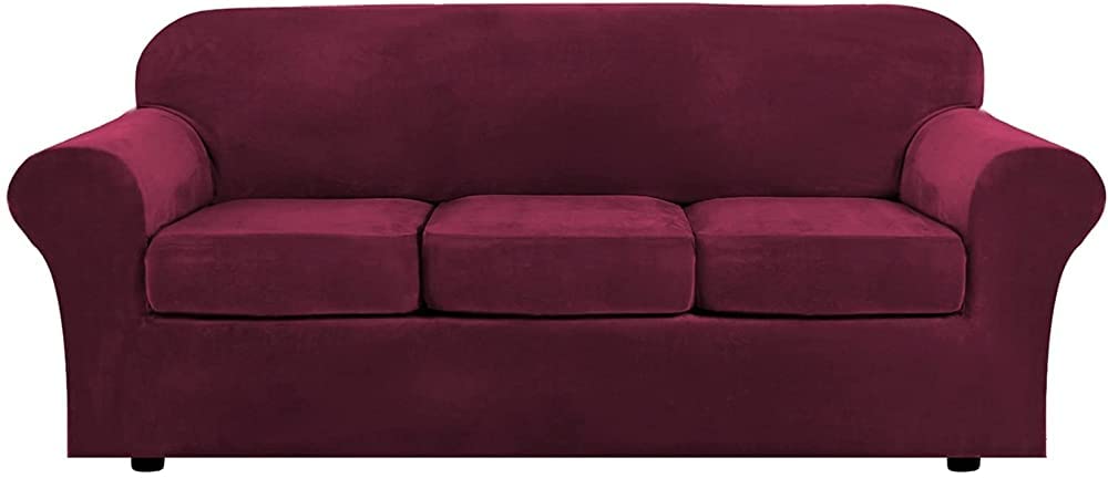 MGEMJMJ Sofa Slipcovers,Jacquard Velvet Elastic Sofa Seat Cover Cushion Cover Velvet Thick Soft Elastic Sofa Cover(Size:2 seats (145-185cm),Color:D)