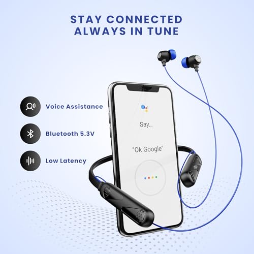 Image of OOGE Tune 8 Neckband Bluetooth Headphones, 30H Playtime, Hi-Fi Bass, Magnetic Eartips, IPX4 Sweat Resistant, Type-C Fast Charging, Sound Pulse Mic (Azure Blue)