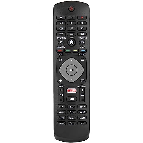 New Replacement Remote Control for Philips Smart LED TVs: Compatible with 50PUT6103, 55PUT6103, 32PHT5102, and More - Netflix Button Included