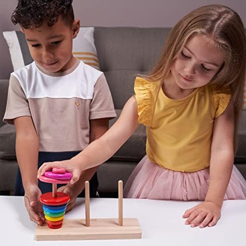 Jaques of London Tower of Hanoi | Delightful Wooden Toys | Great Stacking Toys | Trustworthy Rainbow Stacker | Certified Stacking Rings | Since 1796