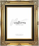 West Frames Daisy Antique Gold Leaf Wood Baroque Wall Picture Frame 3" Wide (Gold Black Velveteen Li