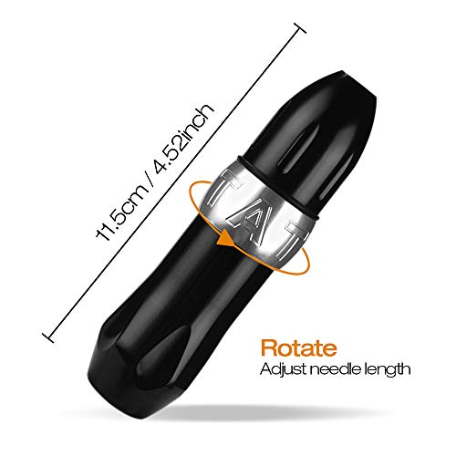Rotary Tattoo Pen Machine, Atomus Tattoo Short Pen Style Cartridge Machine Gun Liner Shader With Dc Cord 9000R/M Coreless Motor Aluminum Alloy Frame Tattoo Machine (Silver) #TOP1