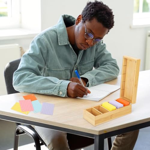BEIMEIII A8 Aarteikarten Box Holz mit Deckel 22.2cm*9.5cm*7cm Klassische Lernkarteibox für Büro, Schulen und Heim