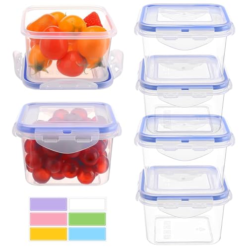 Quadratische Frischhaltedosen mit Deckel, 430 ml, luftdichtes Frischhalteset, kleine Mahlzeiten-Vorbereitungs- und Snacktöpfe, stapelbare Kunststoffbehälter für Obst, Joghurt, Bento-Box, Kühlschrank