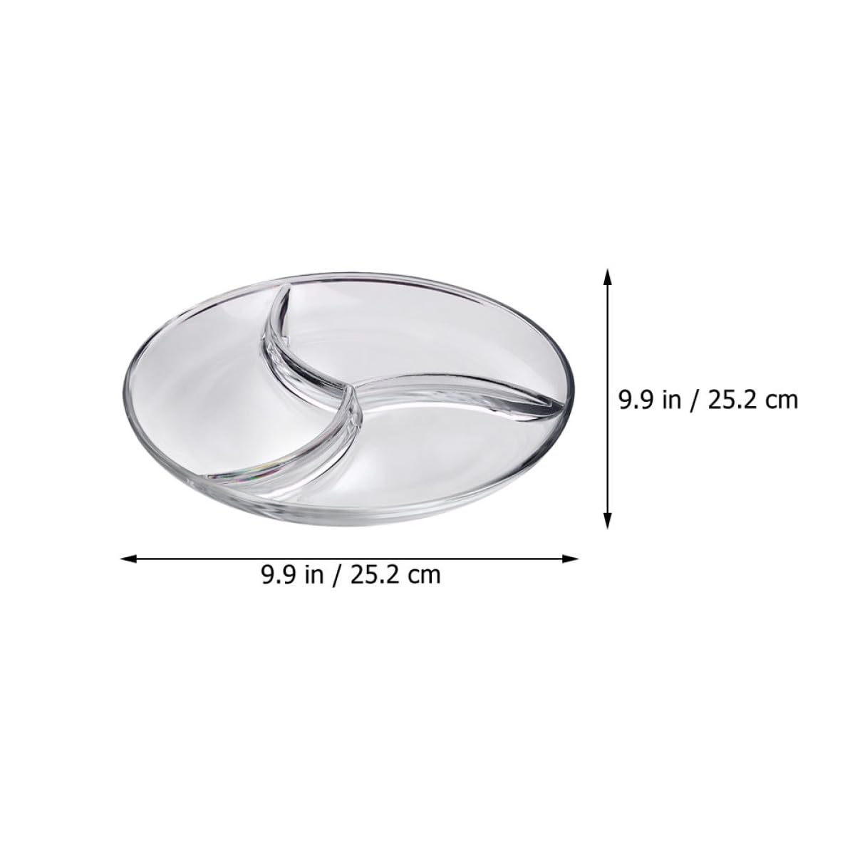 Mikinona Assiette Divisée en Verre Trempé à Trois Compartiments, la Cuisine | Plateau Transparent, Usage Maison et Hôtels, Format Pratique, Alimentaire, Style Sobre et Unique