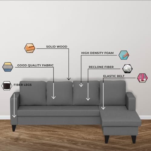 Image of The MM Furniture store Premium Fabric Sofa - Ash (6 Seater - RHS)