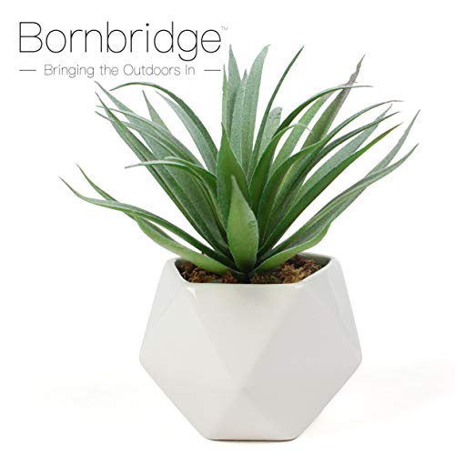 Artificial Succulent - Fake Succulent In Planter - Faux Succulent With Ceramic Geometric Planter - Artificial Potted Plant (1 Pack, Agave Macroacantha) #TOP1