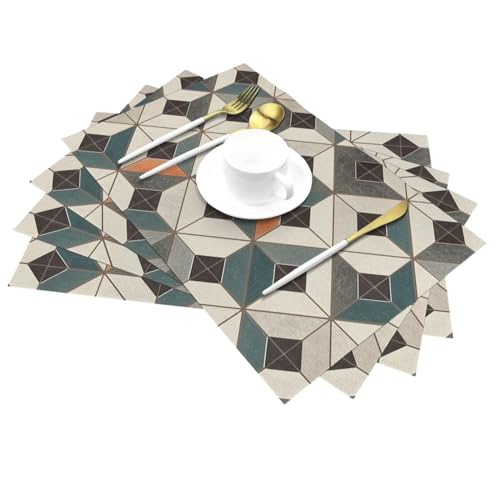 Set de table pour dîner et fête de mariage en PVC géométrique lavable x6