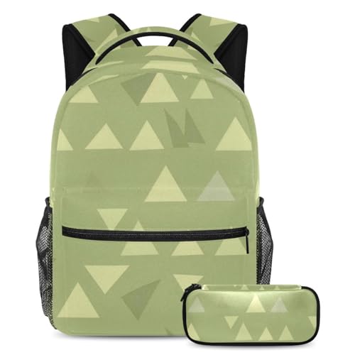Cartable triangle vert géométrique multicolore au design graphique unique
