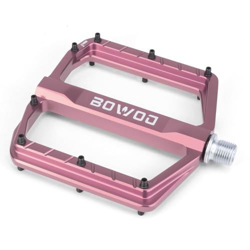 Pédales plates en aluminium de 1,4 cm haute performance avec roulements étanches rose VTT