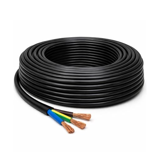 LampStation 3183Y 3 Core Round Flex Cable 1.5mm Black Mains 3 Metres
