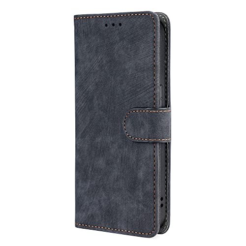 MOJIA Hülle für Oppo A17 4G, Hochwertige Flip Wallet Anti-Drop Handyhülle aus PU Leder mit RFID Diebstahl Bürstenfunktion Schutzhülle. Schwarz Cover