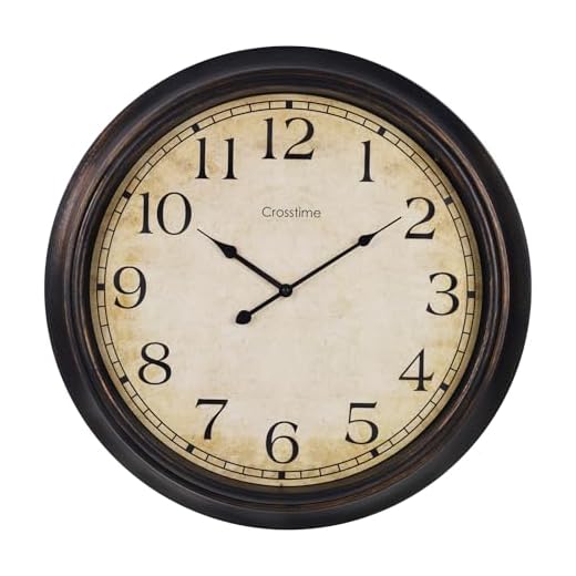 24 Inch Wall Clock Battery Operated Silent Round Vintage Large Wall Clocks for Living Room Farmhouse Decor, Black-Brown