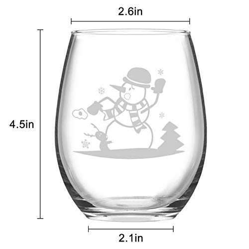 Futtumy Snowman Stemless Wine Glass Set Of 4, Funny Christmas Gift For Men Friend Coworker Sister Women Family, Unique Snowman Wine Glass Set For Christmas Birthday Wedding, 15Oz #TOP6