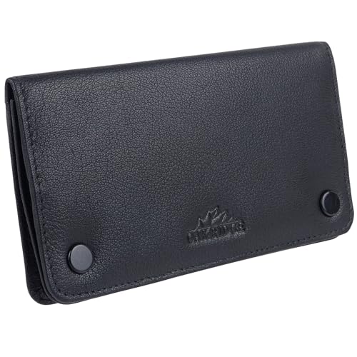 Oakridge Leather Tobacco Pouch with Stud Fastener - Black