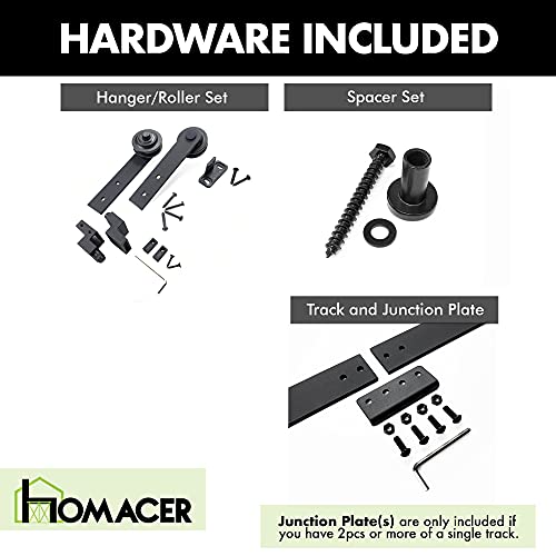 Homacer Mini Black Rustic Non-Bypass Sliding Barn Door Hardware Kit, For Two/Double Doors, 54-Inch Long Flat Track, Straight Design Roller, Cabinet Tv Stand Console Use… #TOP2