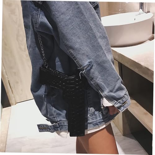 Portable Creative Straddle Bag for Women PU Shoulder Bag with Detachable Chain Strap Handbag in Black Versatile Single Shoulder and Hand Carry Design4