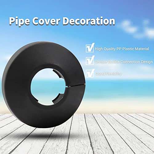MroMax 20mm Pipe Collars, 4pcs Black Flange Pipe Covers for Radiator & Wall Tube Decoration - Image 2