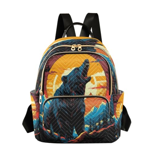Sac à dos ours cool hurlant et mini sac à bandoulière pour voyage