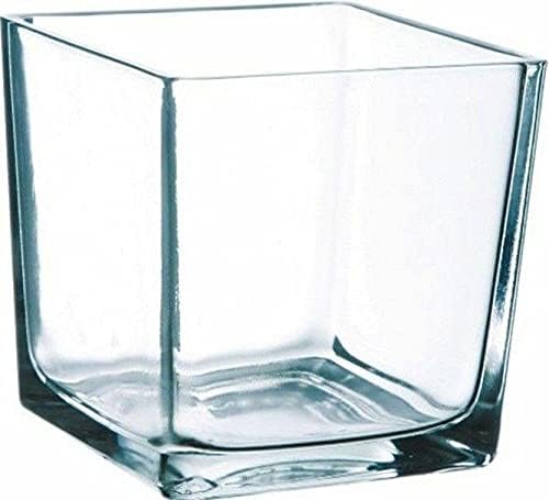 floral supplies Clear Glass Cube Vase Square Vase Flower Vase Home Decor Wedding Centrepiece (Small)