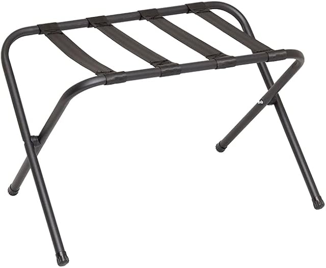 Mabel Home Metal Foldable Luggage Rack, Suitcase Stand with Nylon Straps, 5 Models & 3 Colour, For Hotel, Bedroom, Guest Room, Closet (100 Grey)