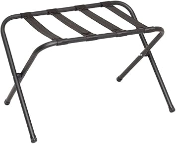 Mabel Home Metal Foldable Luggage Rack, Suitcase Stand with Nylon Straps, 5 Models & 3 Colour, For Hotel, Bedroom, Guest Room, Closet 500 Black