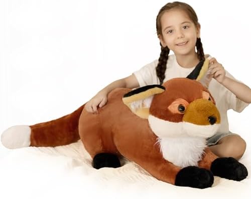 Giant Red Fox Stuffed Animal 30 Inch, Big Realistic Stuffed Fox Plush Toy, Throw Pillow Gift for Kids