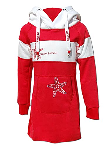 SEESTERN Kinder Langes Kapuzen Sweat Shirt Pullover Hoody Sweater Gr.116-164 /FBA_2105 Rot_Weiß 158-164 Cover