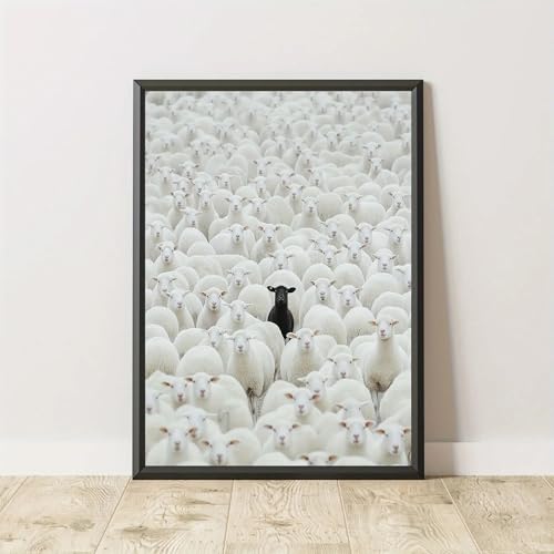Impression mouton noir déco murale rétro affiche toile 21x30cm