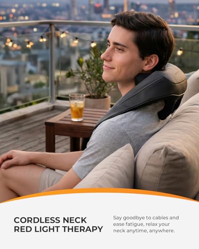 Image of CooCoCo Red Light Neck Massager with Heat, Cordless Shiatsu Massage