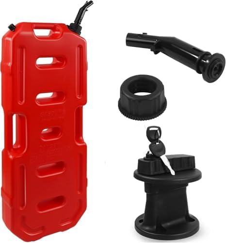 Petrol Can Plastic Oil Drum Jerry Can With Mounting Bracket 20L Outdoor Off-road Vehicle Spare Fuel Tank Diesel Petrol Oil Water Tank Portable Emergency Container for Motorcycle ATV UTV Red