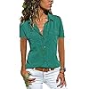 S-8xl Vrouwen Blouses Basic Stijl Knop Effen Zomer Korte Mouw Shirt Dames Slanke Kleding Elegante Kantoor Shirts Tops