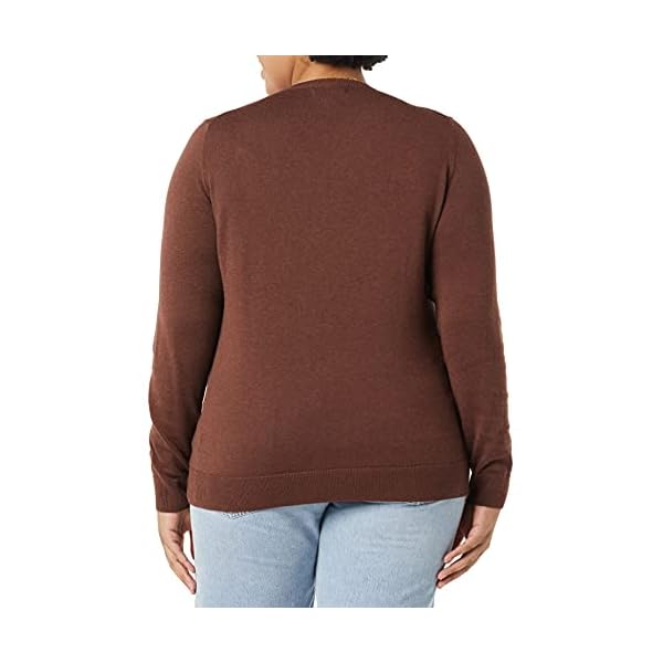 Amazon-Essentials-Womens-Classic-Fit-Lightweight-Long-Sleeve-V-Neck-Sweater Amazon Essentials Women's Classic-Fit Lightweight Long-Sleeve V-Neck Sweater (Available in Plus Size), Dark Chestnut Brown Heather, Medium