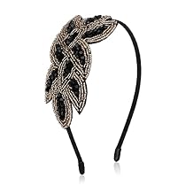 WLLHYF 1920s Headbands for Women Christmas Black Crystal Hairband Rhinestone Flapper Headpiece 20s Vintage Hair Valentines Accessory for Girls Costume Party Black Gold