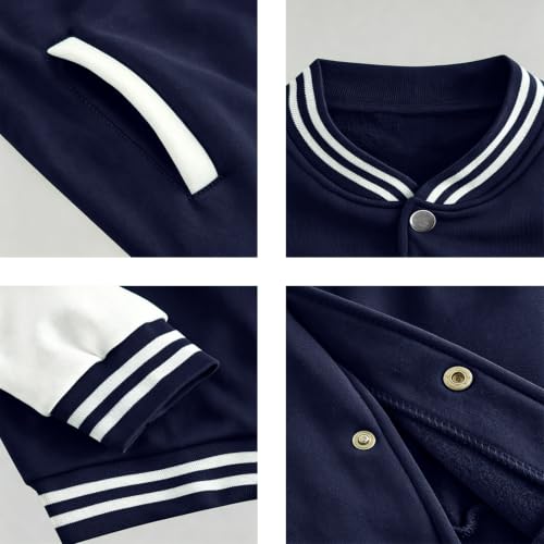 Varsity Jacket Men Fleece Button Down Baseball Oversized Cardigans - image 6
