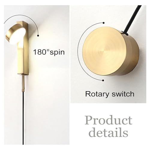 Lámpara de pared LED orientable con interruptor manual para leer cómodamente en la cama 3