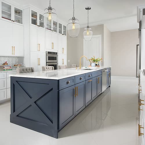 AUTELO Large Glass Pendant Lights - 9 inch Pendant Lighting Hanging Kitchen Light Fixtures with Clear Glass for Kitchen Island Dining Room H9165 - Image 3