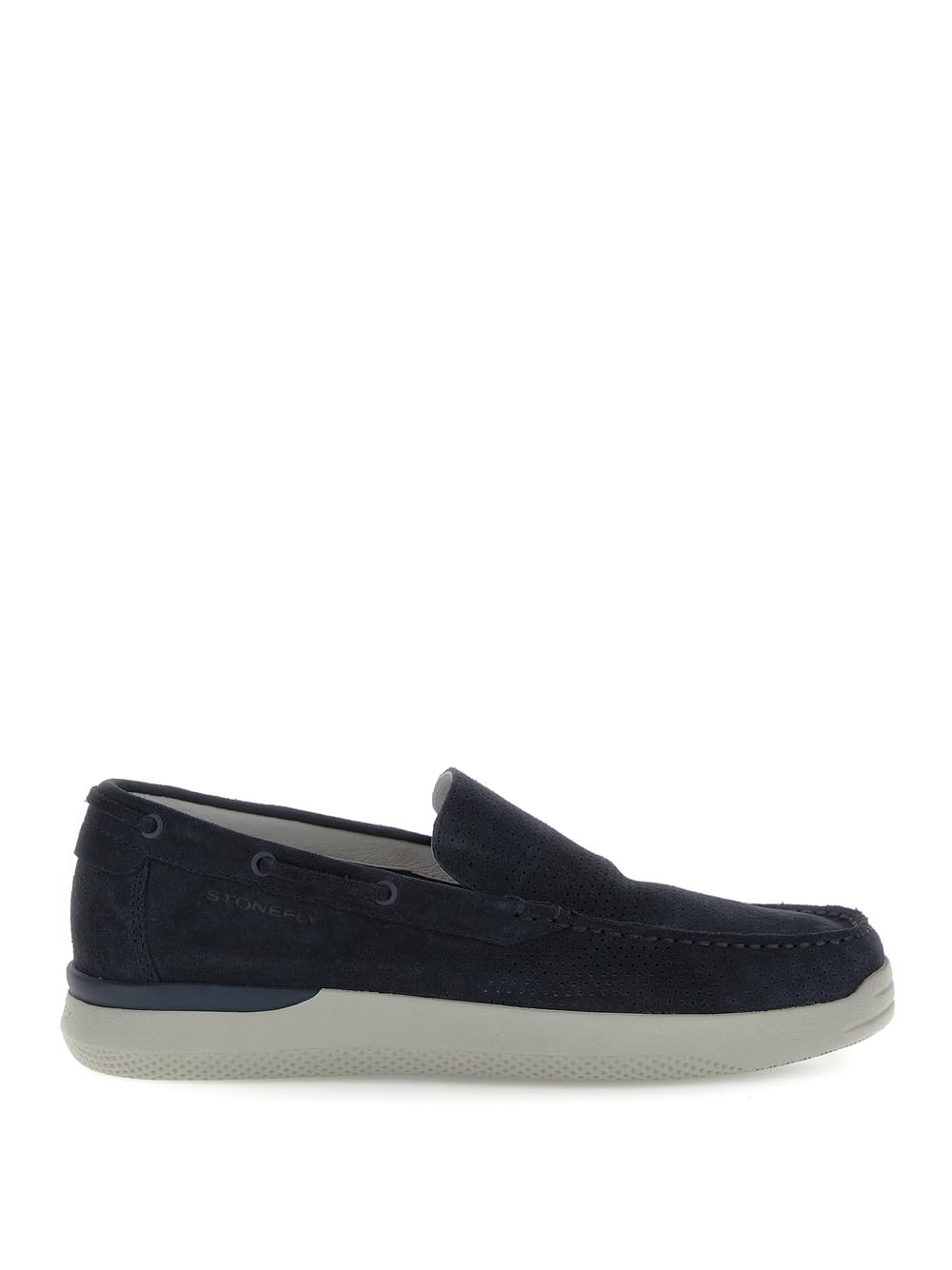 Mocassini Stonefly Uomo - In Camoscio Blu, Modello 222459, Suola Piatta, Comodi Slip-on