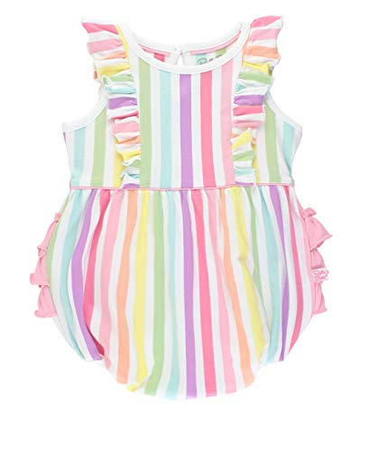 RuffleButts Baby/Toddler Girls Rainbow Stripe Waterfall Bubble Romper - 0-3m