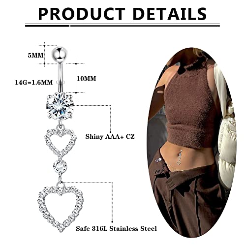 Joerica 12 Pcs 14G Belly Button Rings Surgical Steel Belly Rings For Women Belly Piercing Jewelry Navel Rings Short And Dangle Belly Button Rings Opal Heart Butterfly Barbell Body Piercing Jewelry #TOP1