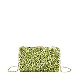 MODELISA - Bolso Clutch Piedra Cartera De Mano Fiesta Cadena Hombro Evento Noche Comunion Boda Novia Mujer (Verde)