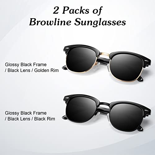 Image of Polarized Sunglasses Men Women,Semi Rimless Retro Shades UV400 Protection