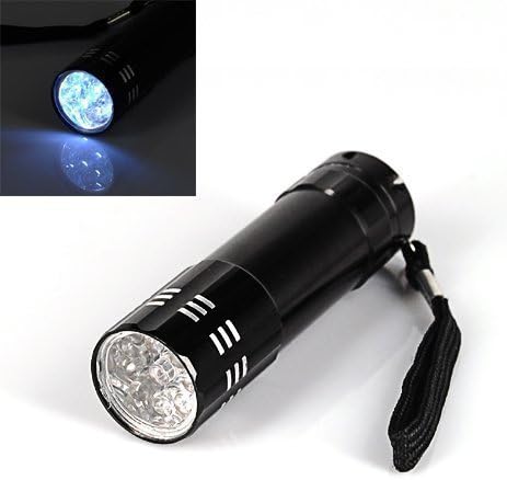 9 LED Bright Black Aluminum Flashlight Mini Small Torch Travel Camping Hiking