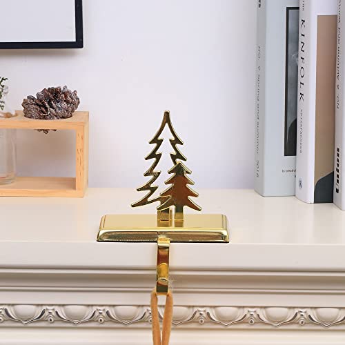Amooca Christmas Stocking Holders Non-Slip Metal Hooks Fireplace Mantle Stocking Hanger For Christmas Party Decorations S & L Tree Gold #TOP2